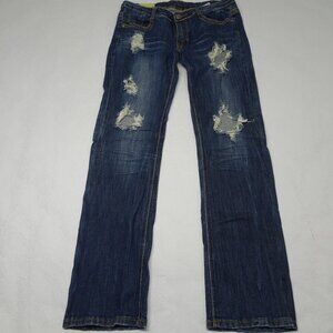 Machine Size 32 Blue Denim Distressed Ripped Jeans *Flaw